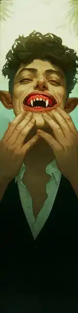 Free vampire bookmark featuring a vampire proud of their teeth